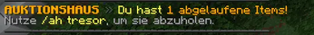 Auctionhouse Item in Tresor message