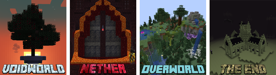 4 Dimensions - Voidworld, Nether, Overworld, End