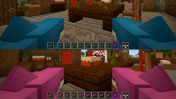 Blahaj Original and Pink in hotbar