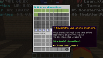 Menu to join a game