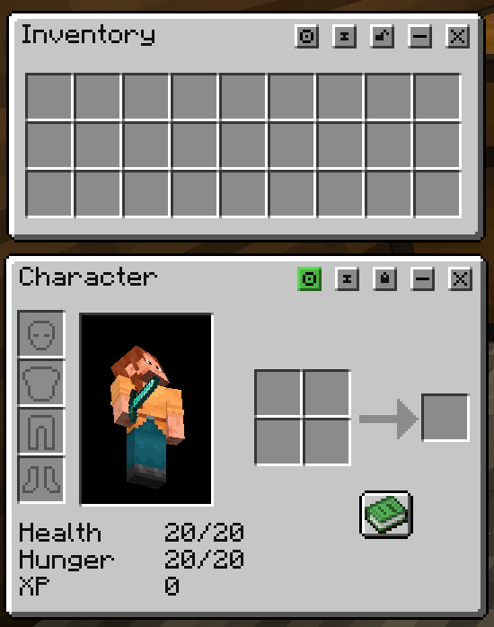 Character window and inventory