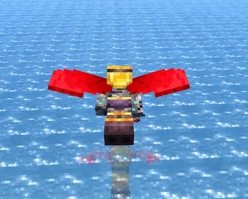 Red Elytra over water