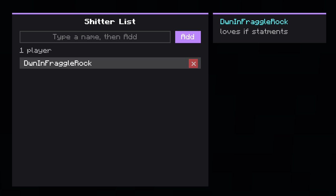 Shitter List Preview