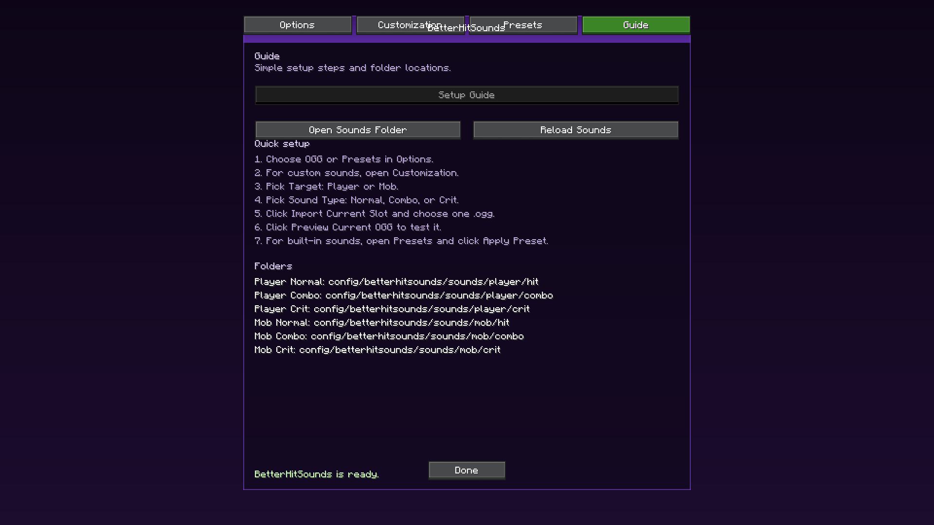 Configuration Menu - Guide