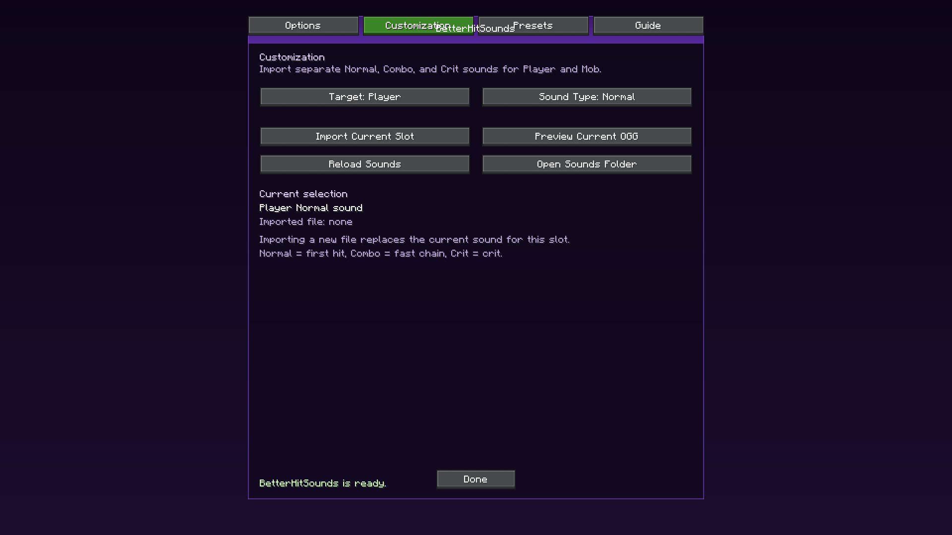 Configuration Menu - Customization