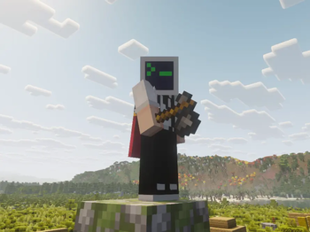 Player with a flint axe