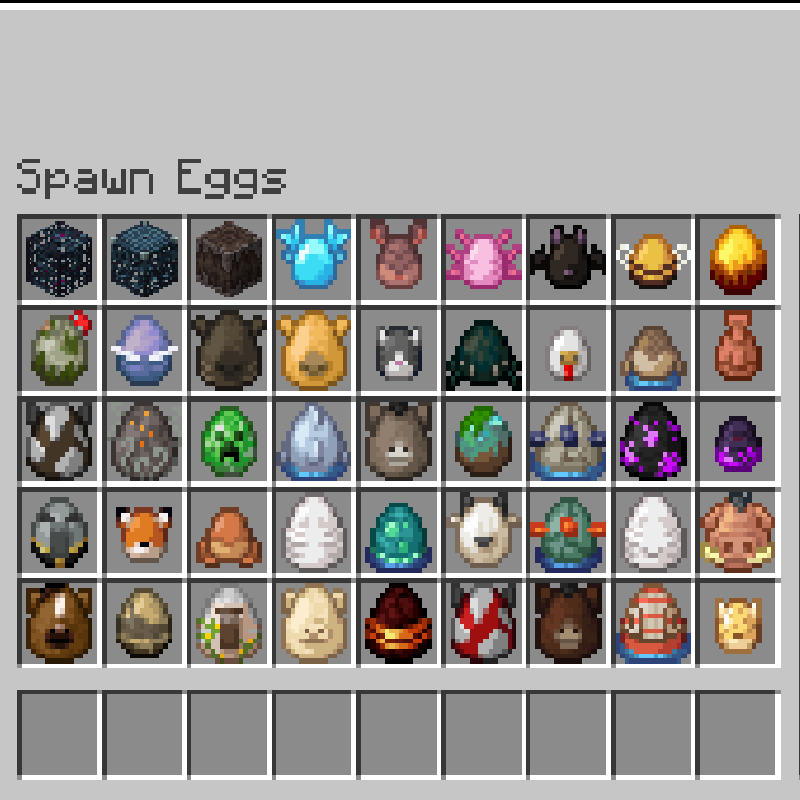 Alphabetized Spawn Eggs