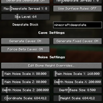 Graphical settings menu