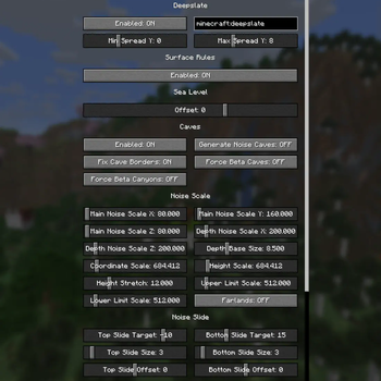 Graphical settings menu