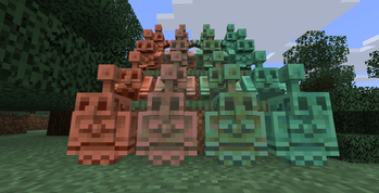 all the copper golems states with this texture pack