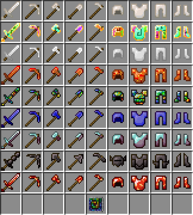 Every single new tool set and armor!