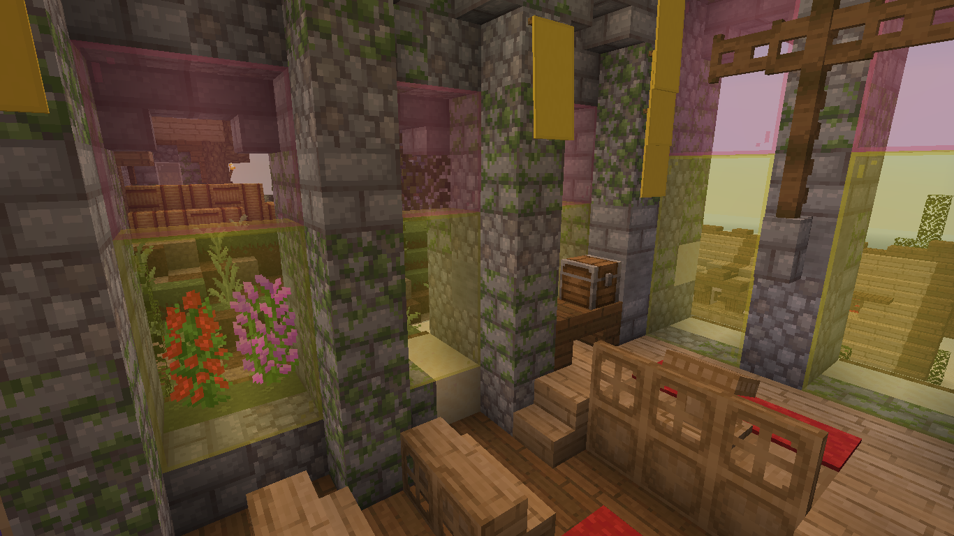 Room interior with big windows