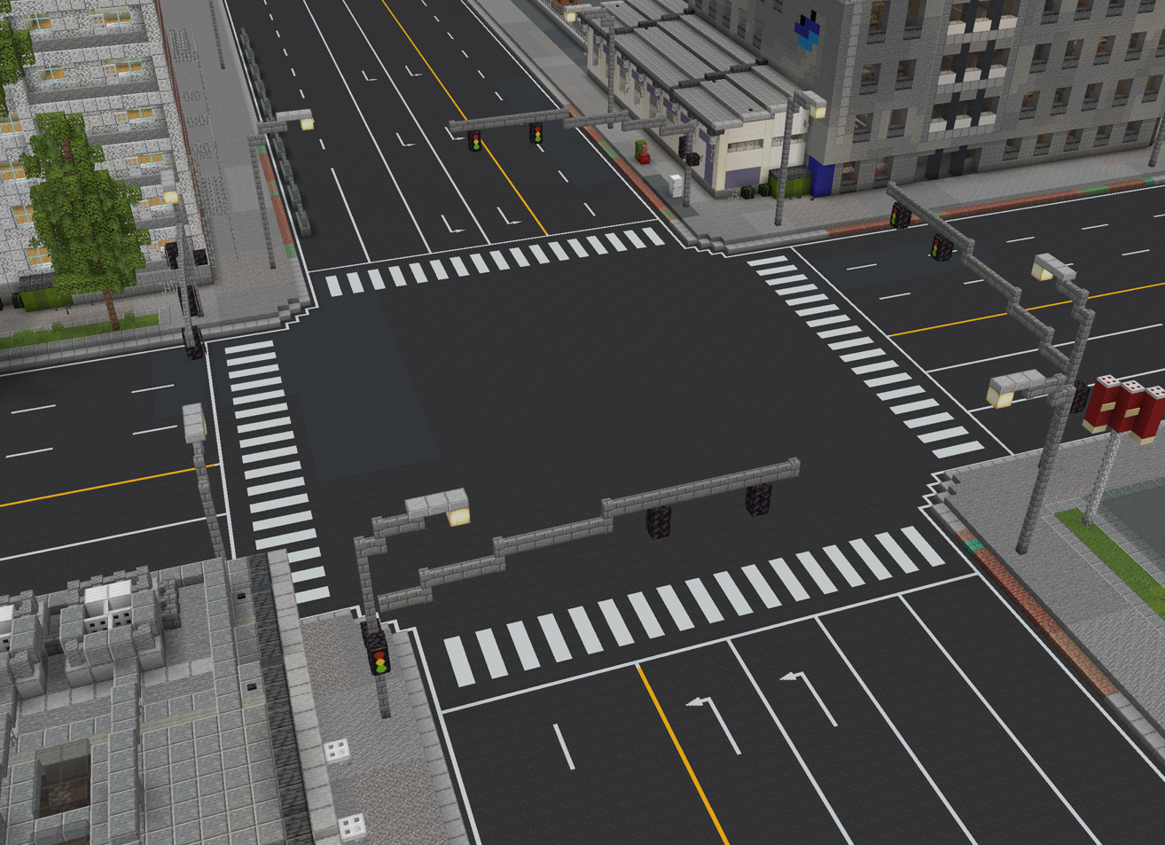 City build with road markings