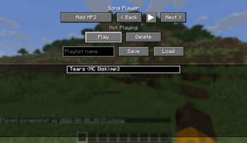 Song player menu with song selected