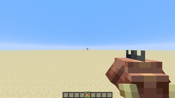 Hoglin spawn egg in right hand