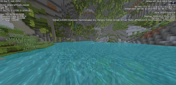 An underground river in a lush cave