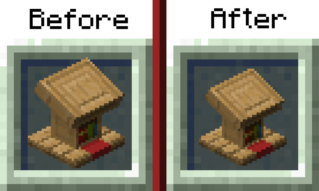 Before and after applying resource pack