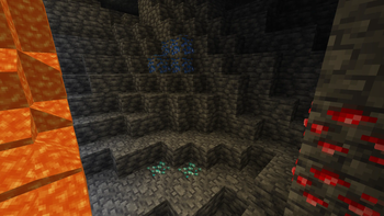 Redstone Ore, Lapis Ore and Diamond Ore in Deep Cave
