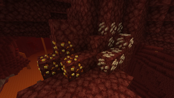 Gold Ore and Quartz Ore in Nether