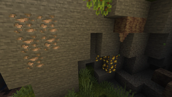 Iron Ore and Gold Ore in Cave