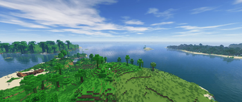 Glimmer Shaders (Infinite Ocean On) + Voxy, ~10 render
