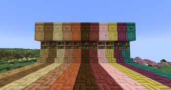 All vanilla wood mosaics, bookshelves, barrels and beehives