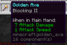 Golden Axe with Blocking II Enchantment