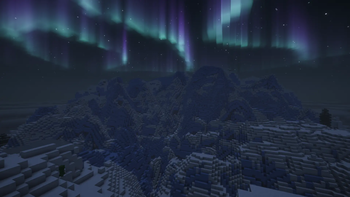 Snowy mountain at night