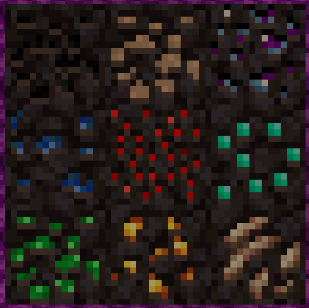 An image containing every blackstone-based ore added in Nether Update Expanded.