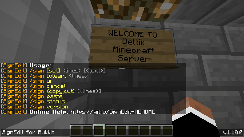 SignEdit for Bukkit v1.10 – /sign help