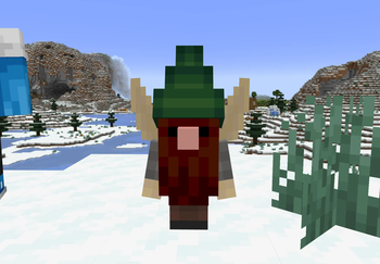 A tomte, standing in a snowy landscape