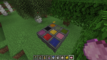 Cauldrons with colored water and potions