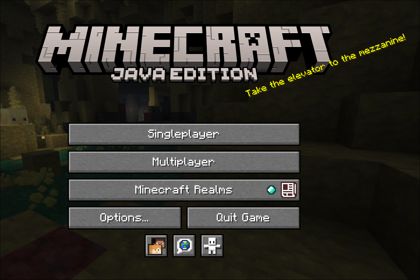 Buttons at the bottom of the main menu UI