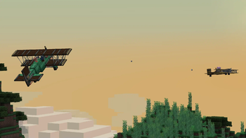 Two planes in a dogfight.