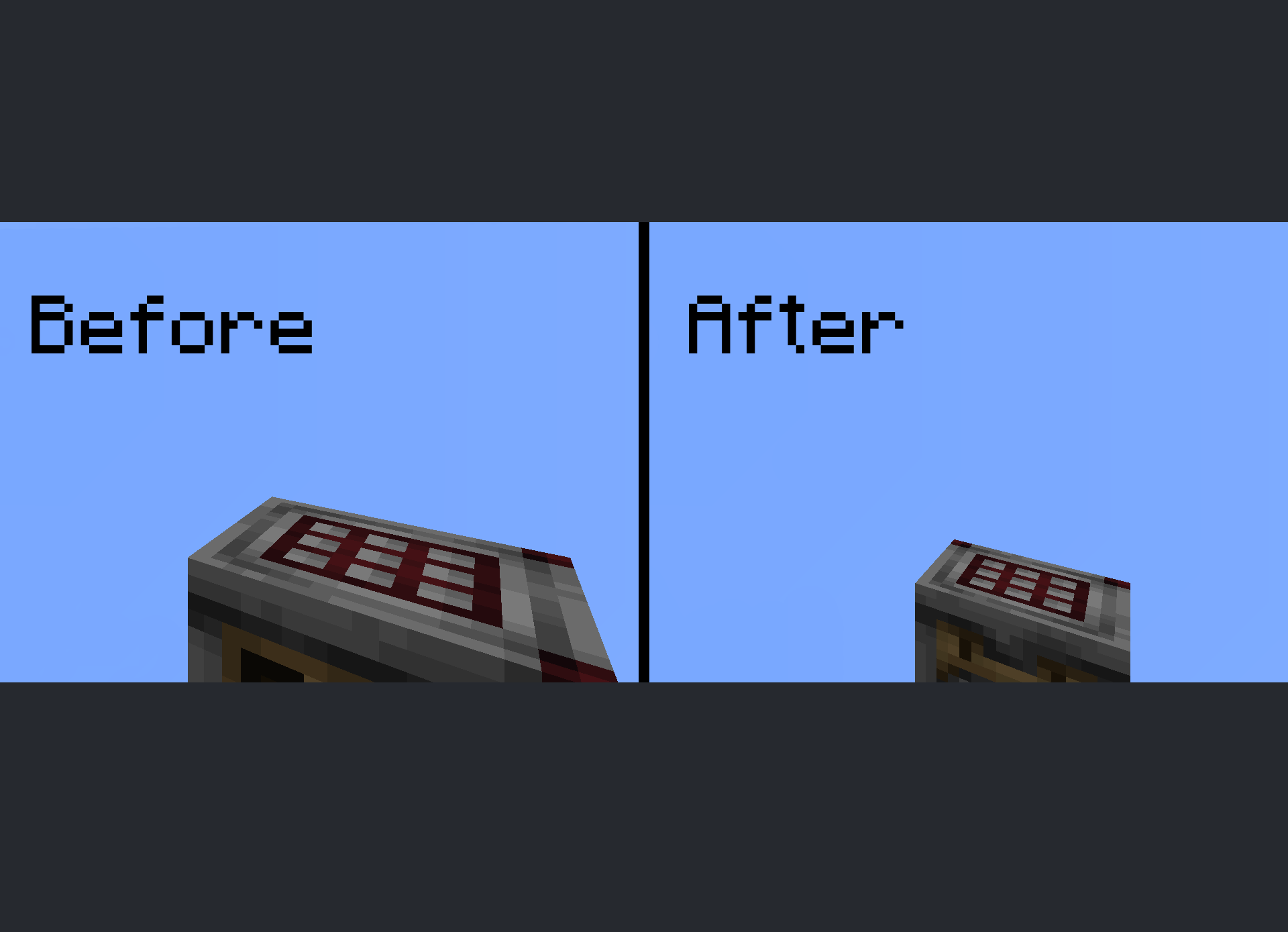 Before and After picture of blocks held