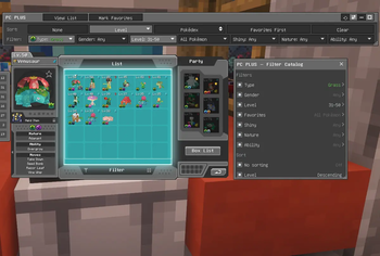 Filter for Type:Grass, Sort by Level, Filter by Level 31-50