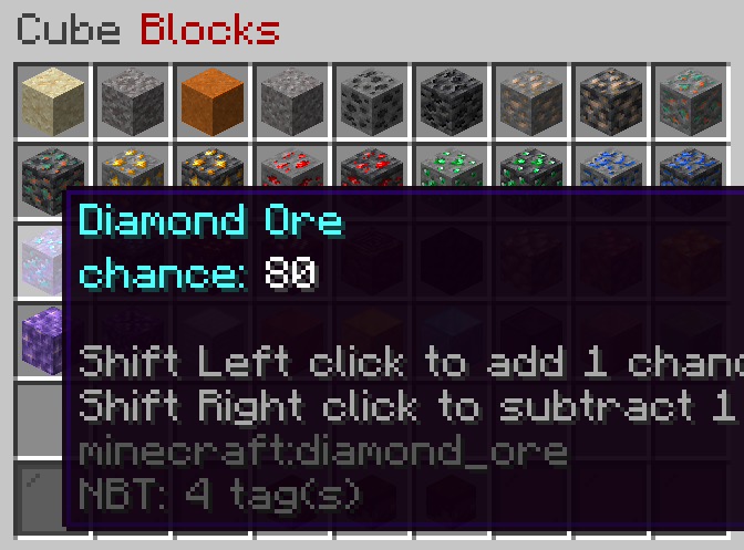 edit custom chance block in cube !