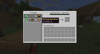 A villager selling a looting book