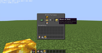 Raw Gold Block being Smelted