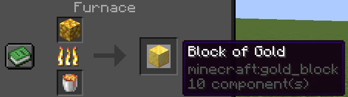 Raw Gold Block being Smelted in a Furnace