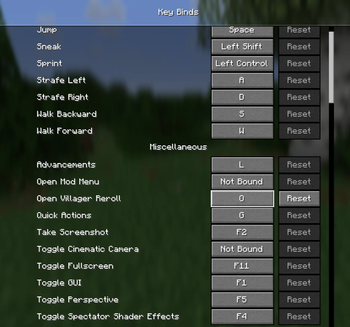 Key Binds Menu