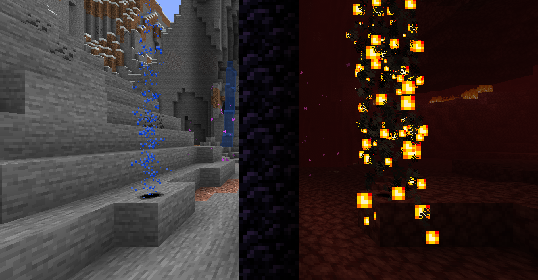 Overworld and nether geyser