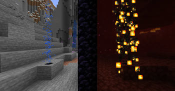 Overworld and nether geysers