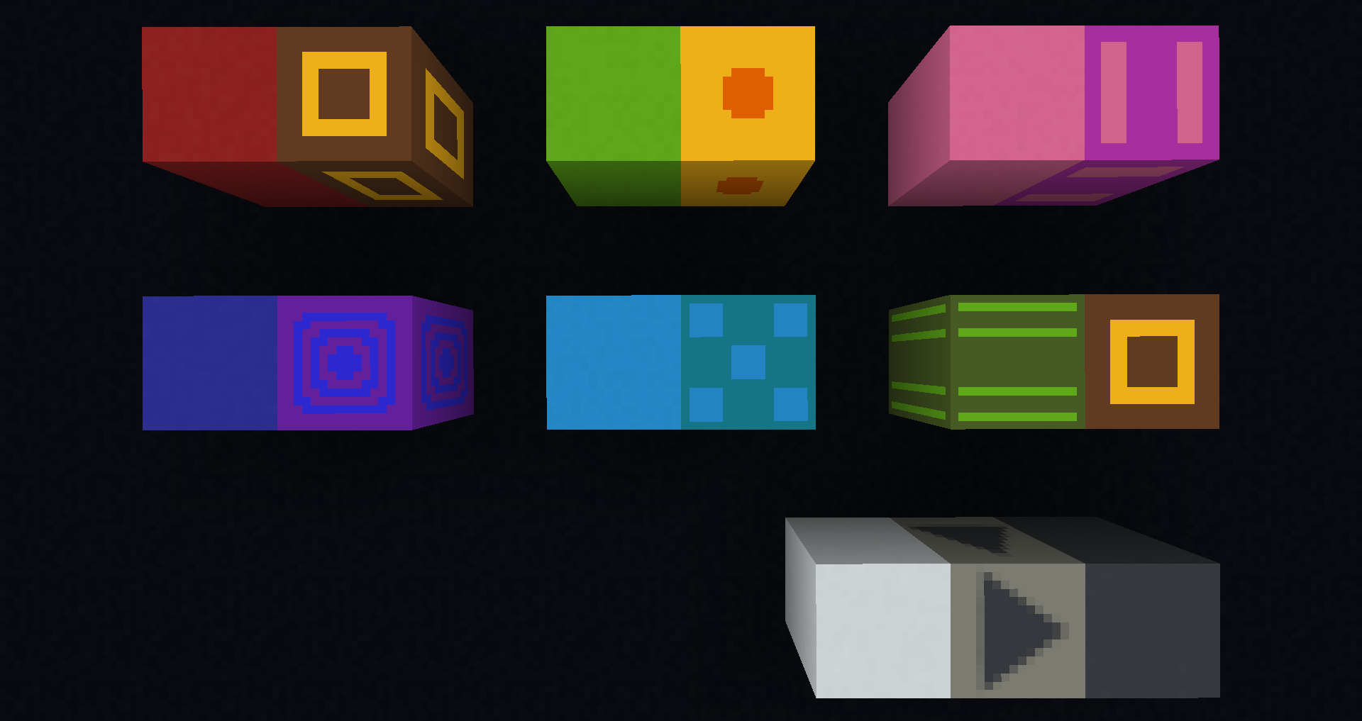An overview of colored blocks if the pack is enabled