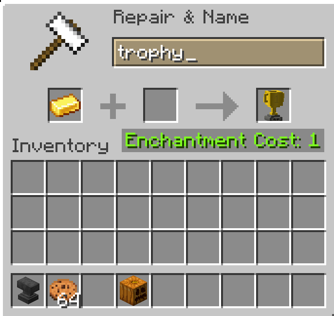 renaming ingot to trophy