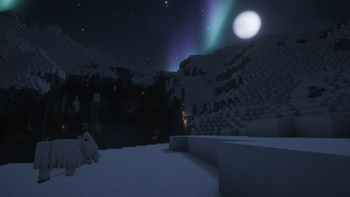 Shaded mountain with cave